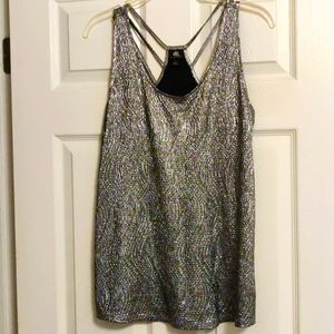 Rock & Republic Metallic Silver Top